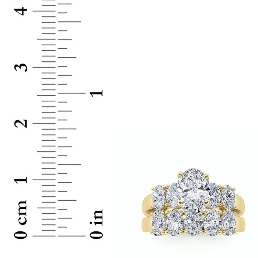 2.5CTW Oval Shaped Lab Grown Diamond (G/VS) Bridal Set with Matching Band and Ring in 14K Gold