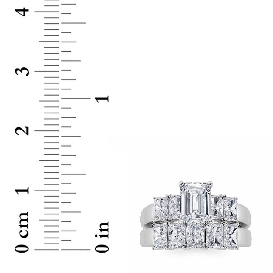 2.5CTW Radiant Shaped Lab Grown Diamond (G/VS) Bridal Set with Matching Band and Ring in 14K Gold