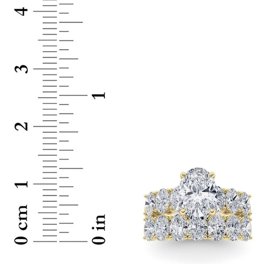 3.5CTW Oval Shaped Lab Grown Diamond (G/VS) Bridal Set with Matching Band and Ring in 14K Gold