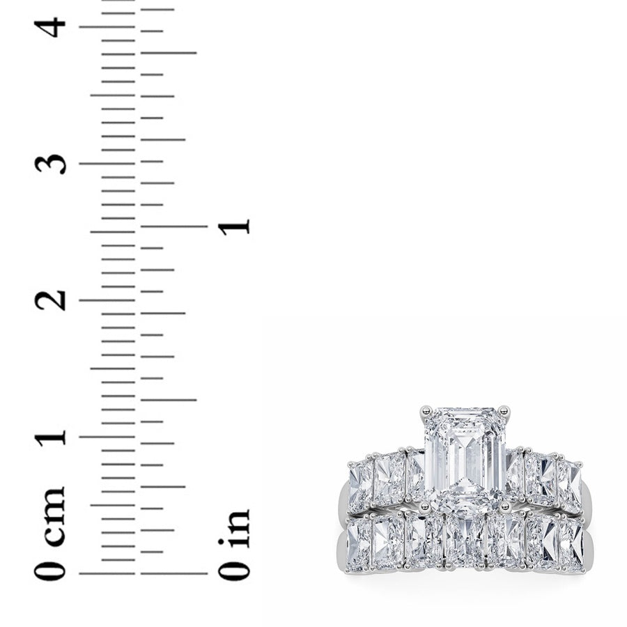 3.5CTW Radiant Shaped Lab Grown Diamond (G/VS) Bridal Set with Matching Band and Ring in 14K Gold