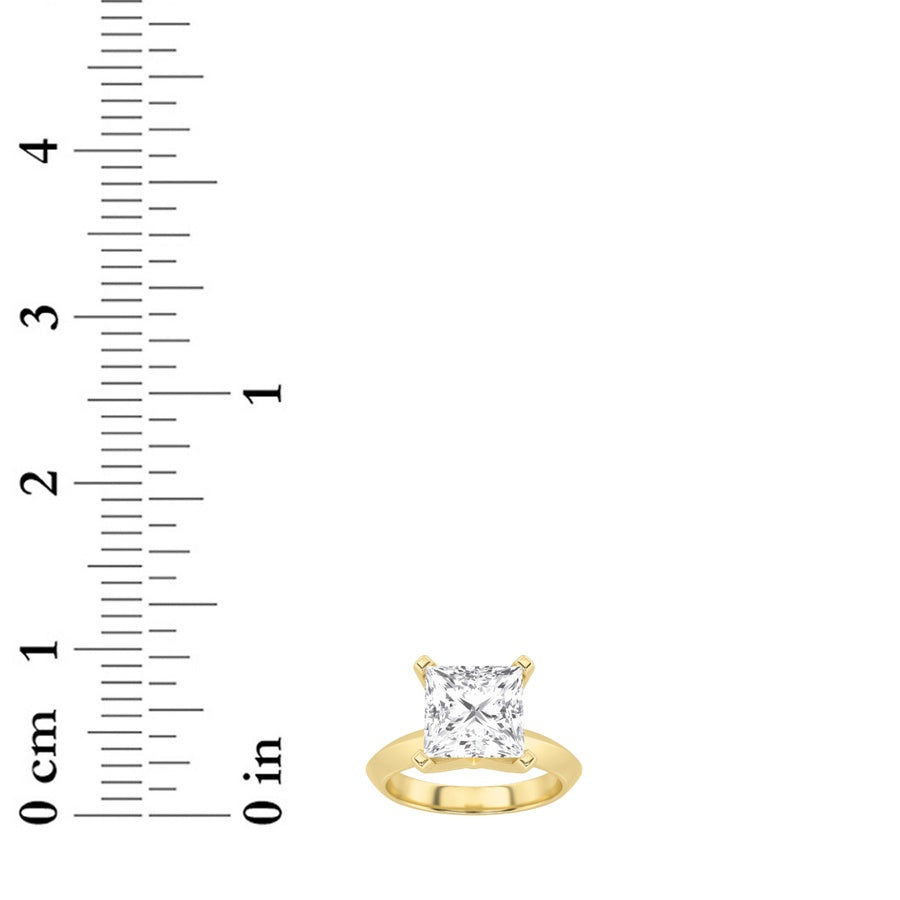 3CTW Princess Shaped Lab Grown Diamond (F/VS) Knife Edge Shank Solitaire Engagement Ring in 14K Gold