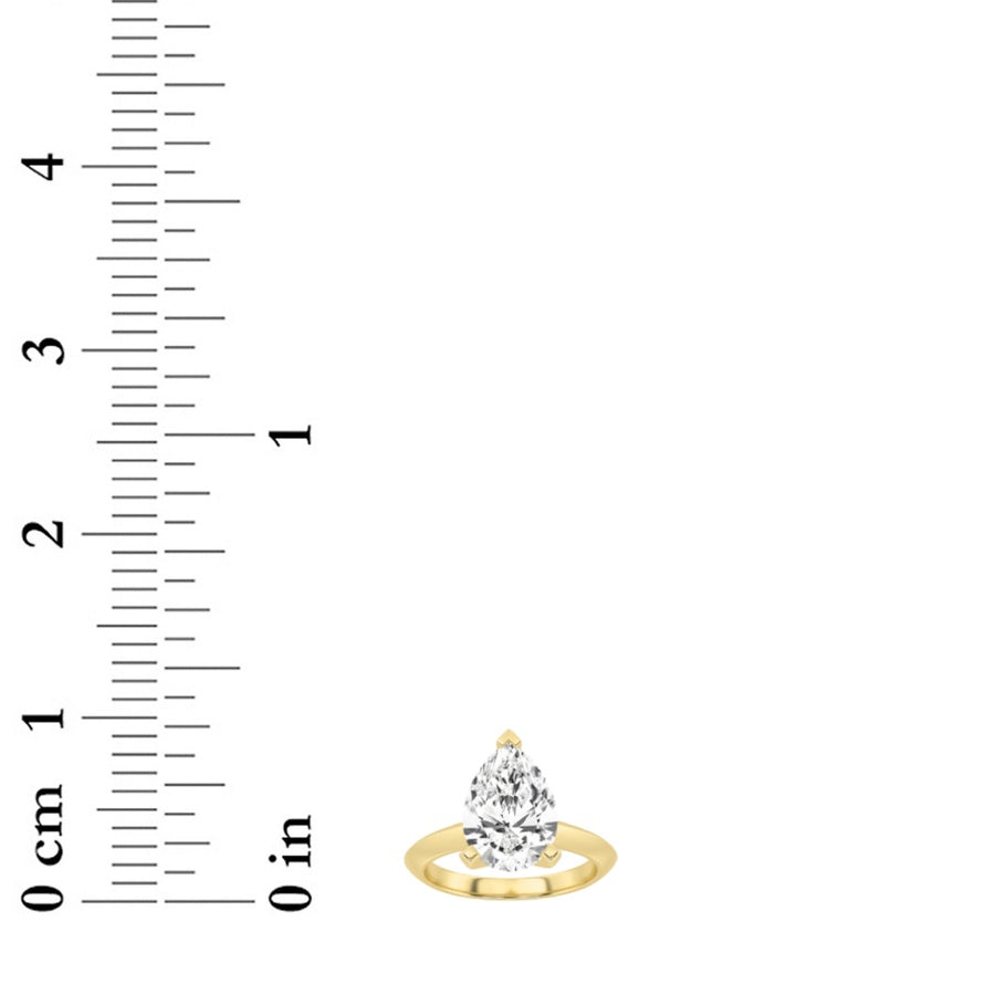 1CTW Pear Shaped Lab Grown Diamond (F/VS) Knife Edge Shank Solitaire Engagement Ring in 14K Gold