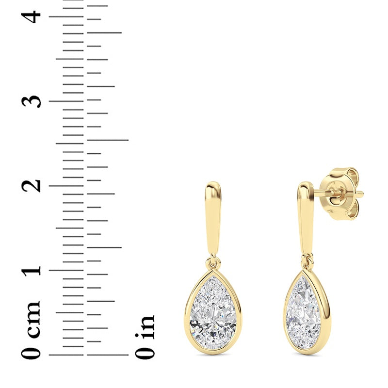 2 Cttw Bezel Set Drop Earrings in 14K White Gold