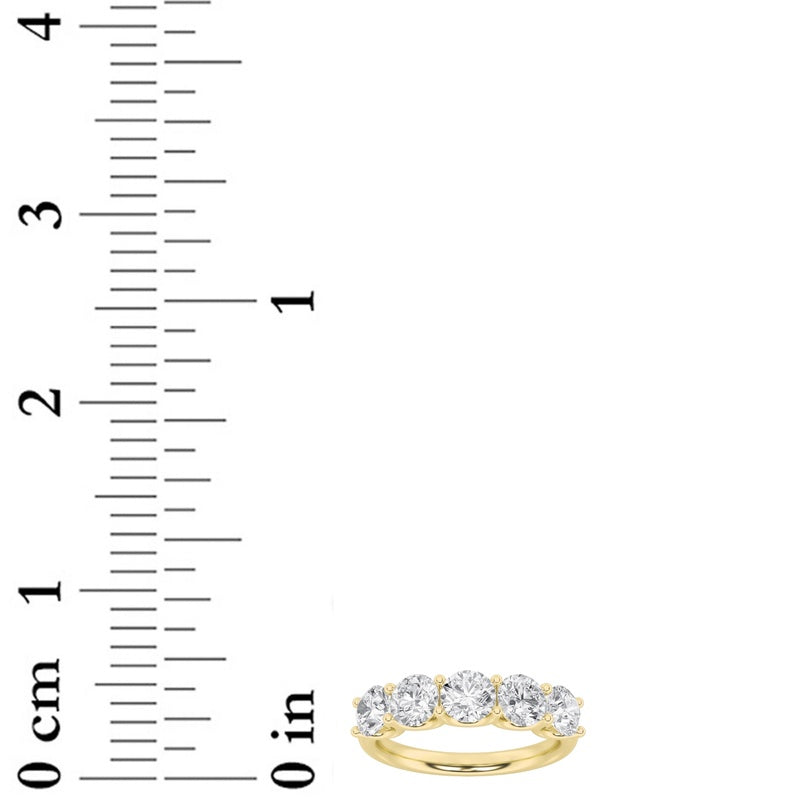 2 Cttw Five Stone Band Ring in 14K White Gold