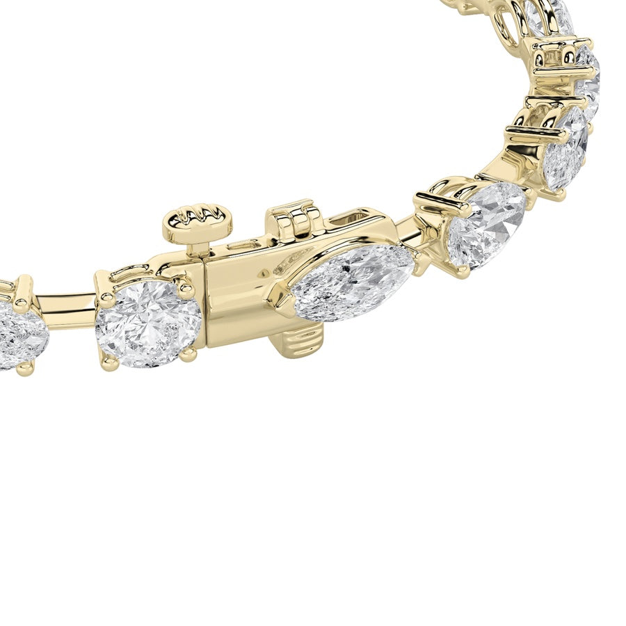 8CTW Mix Shaped Lab Grown Diamond East & West Bracelet in 14K Gold (F/VS)