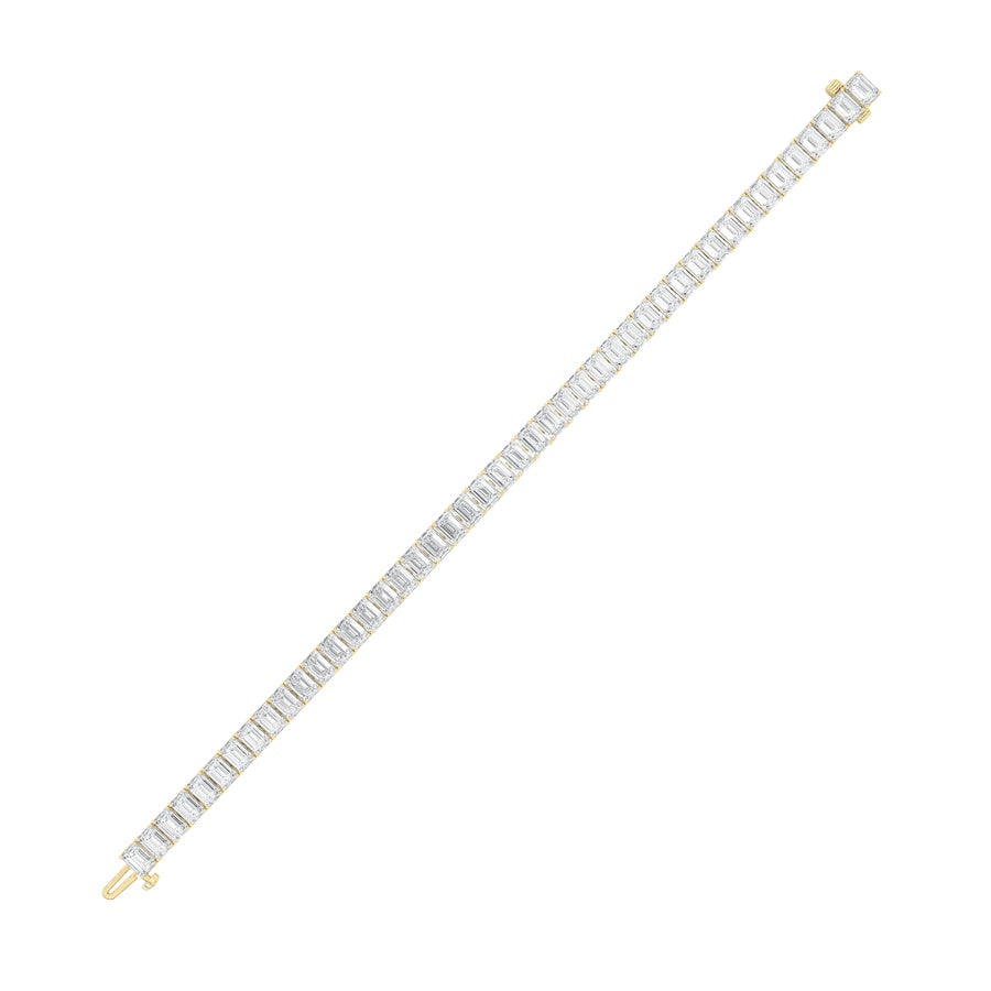15CTW Emerald Shaped Lab Grown Diamond North South Bracelet in 14K Gold (F/VS)