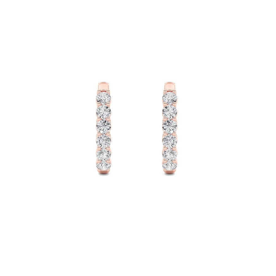 3CTW Round Shaped Lab Grown Diamond (F/VS) Inside Out Hoop Earrings in 14K Gold