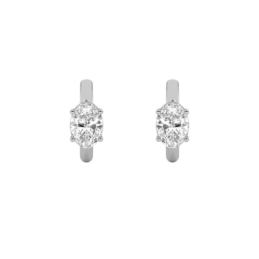 0.25CTW Oval Shaped Lab Grown Diamond (F/VS) Huggie Cuff Half Pair Earrings in 14K Gold
