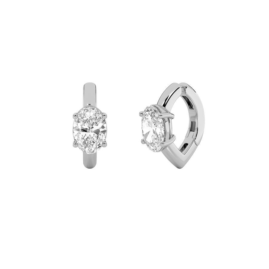 0.5CTW Oval Shaped Lab Grown Diamond (F/VS) Huggie Cuff Half Pair Earrings in 14K Gold