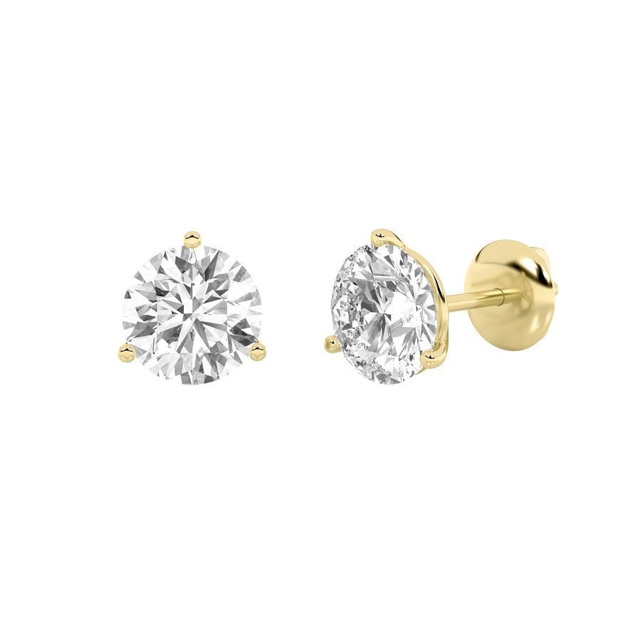 1CTW Round Shaped Lab Grown Diamond (F/VS) Stud Earrings in 14K Gold