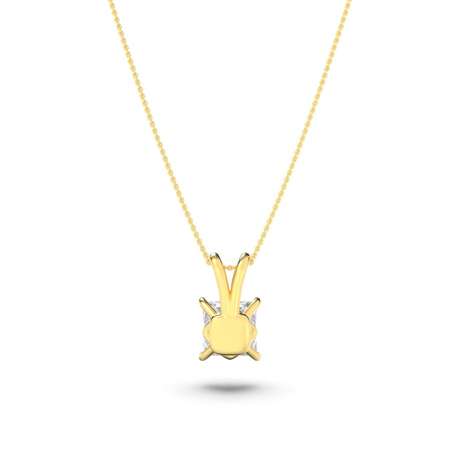 2CTW Princess Shaped Lab Grown Diamond (F/VS) Split Bale Solitaire Pendant in 14K Gold