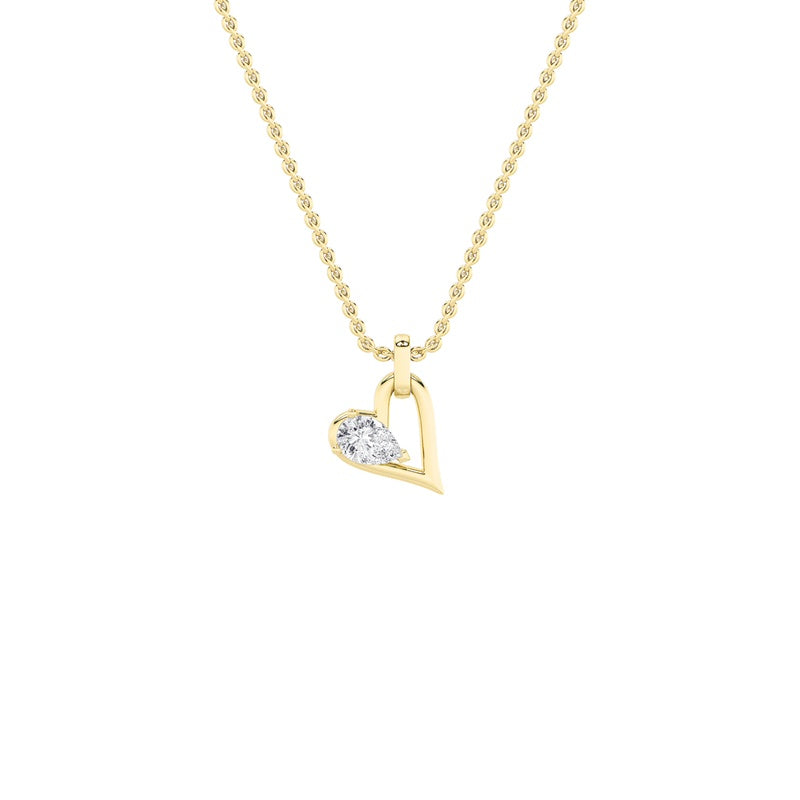 1CTW Pear Shaped Lab Grown Diamond (F/VS) Heart Shaped Dangle Pendant in 14K Gold
