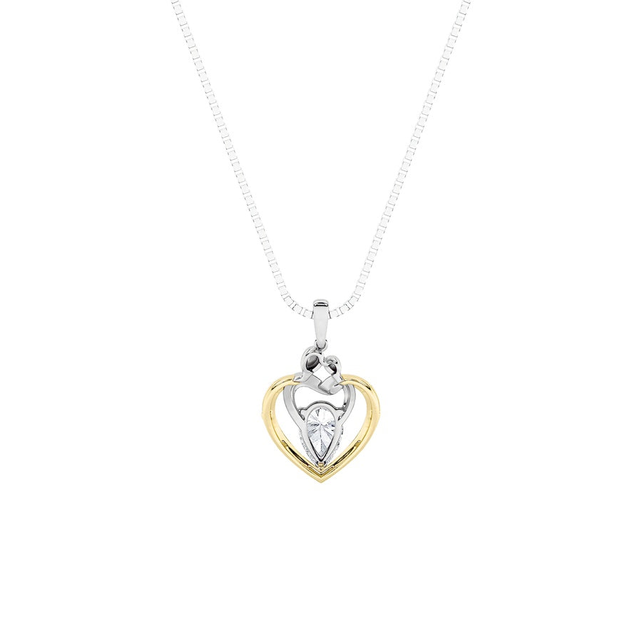 1.5CTW Pear Shaped Lab Grown Diamond (F/VS) Heart Shaped Pendant in 14K Gold