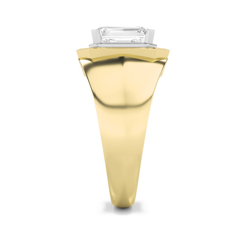 3CTW Emerald Shaped Lab Grown Diamond (F/VS) Mens Ring in 14K Gold