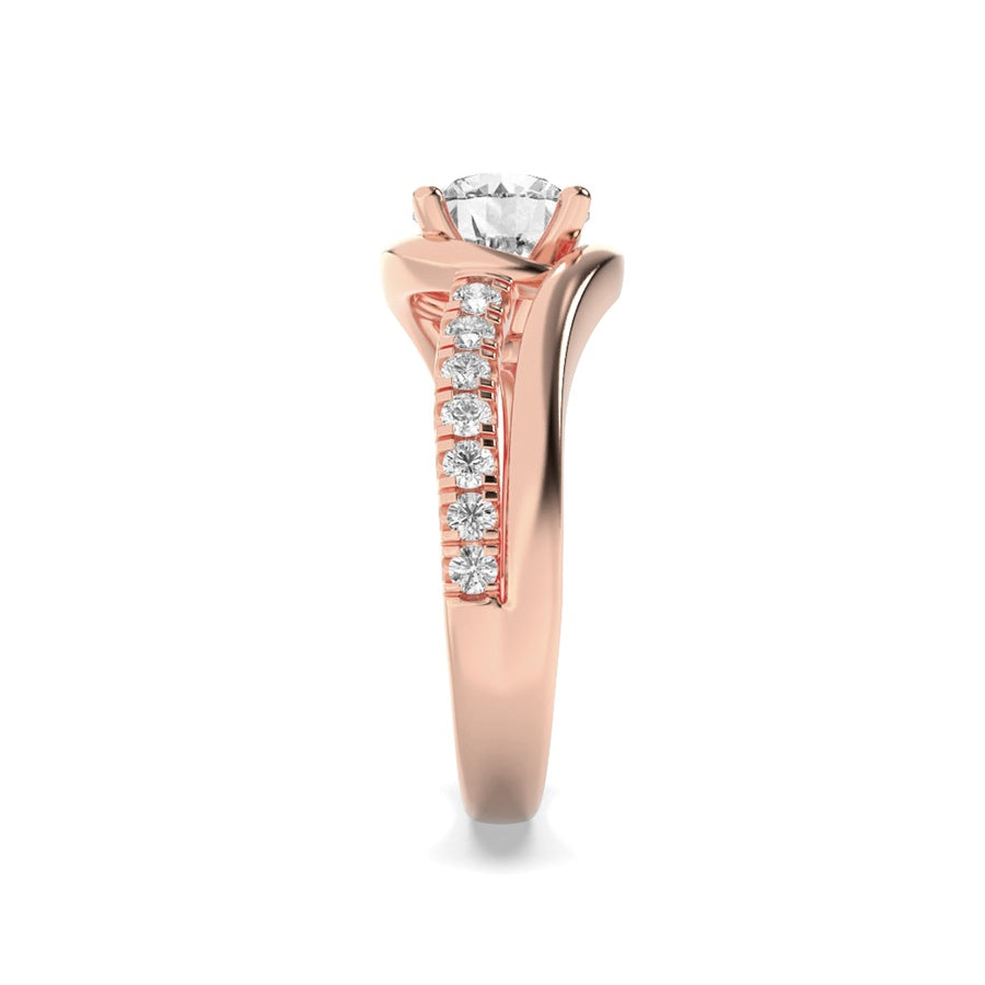 2CTW Round Shaped Lab Grown Diamond (G/VS) Swirl Shank Accented Engagement Ring in 14K Gold