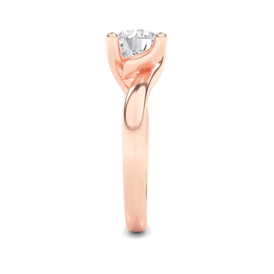 2CTW Round Shaped Lab Grown Diamond (F/VS) Bypass Shank Engagement Ring in 14K Gold