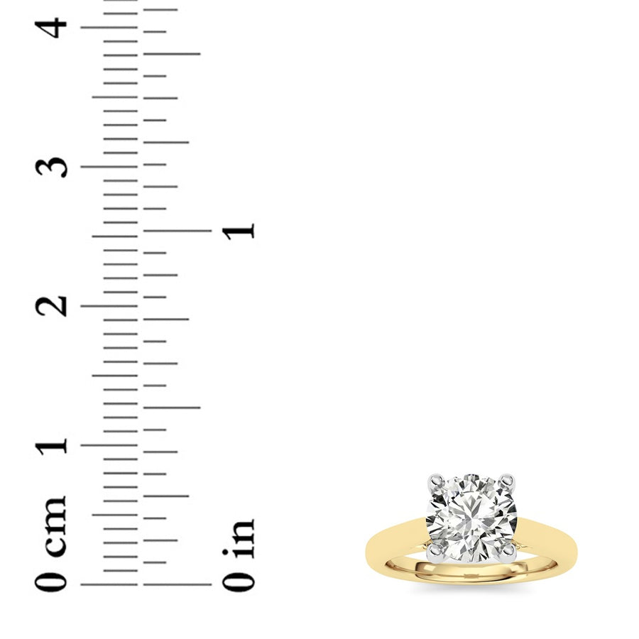 2CTW Round Shaped Lab Grown Diamond (G/VS) Accented Enagement Ring in 14K Gold