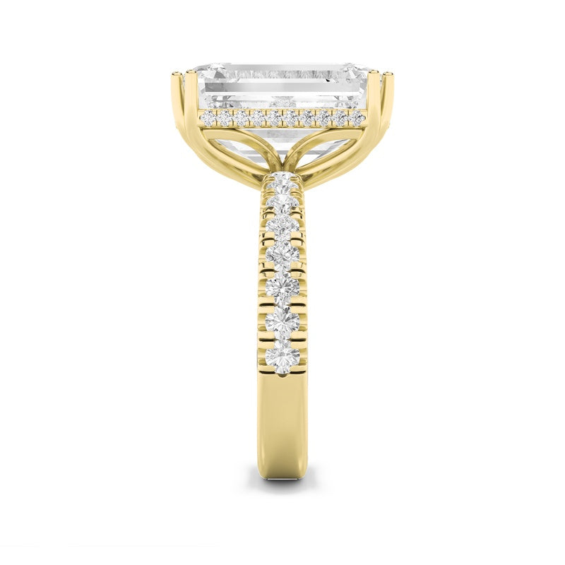 10.25CTW Emerald Shaped Lab Grown Diamond (G/VS) Bold Statement Accented Ring in 14K Gold