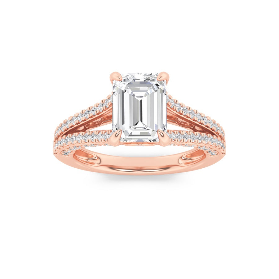 2CTW Radiant Shaped Lab Grown Diamond (F/VS) Split Shank Accented Engagement Ring in 14K Gold