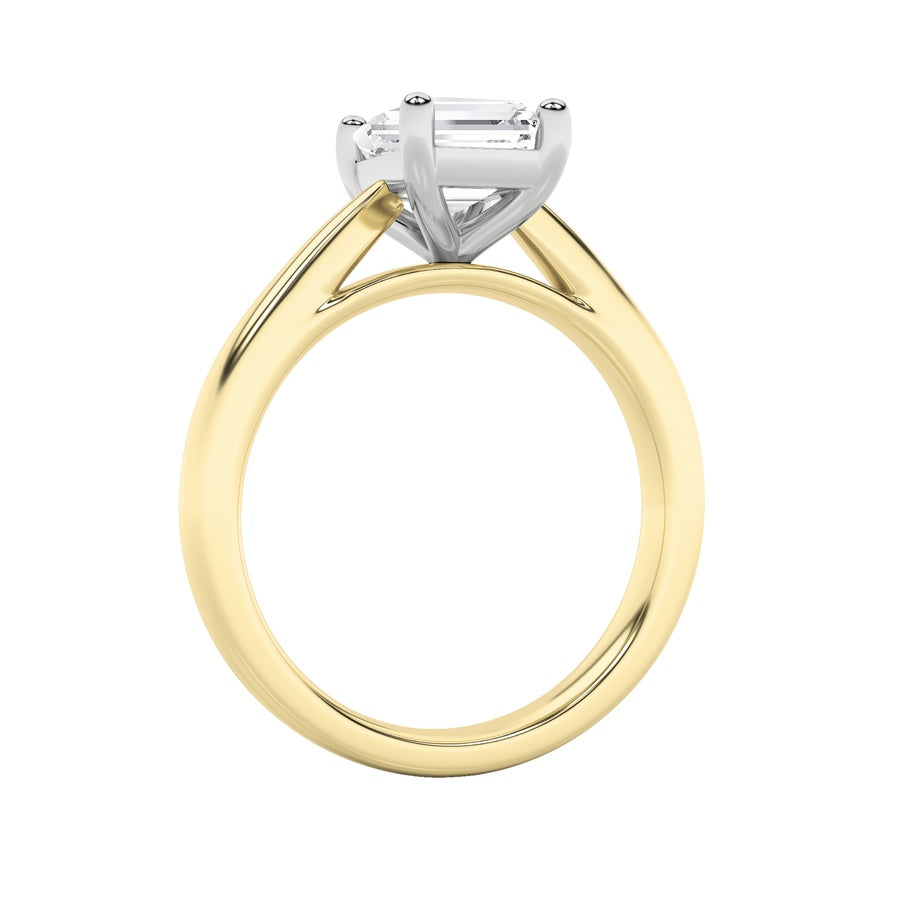 2CTW Emerald Shaped Lab Grown Diamond (F/VS) Classic Shank Solitaire Engagement Ring in 14K Gold