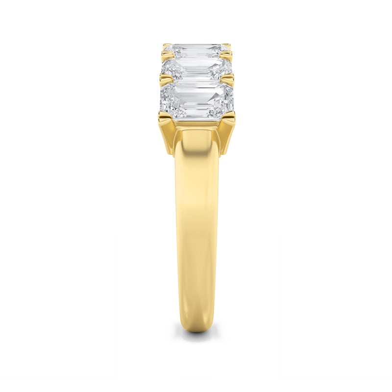 3CTW Emerald Shaped Lab Grown Diamond (F/VS) Seven Stone Band Ring in 14K Gold