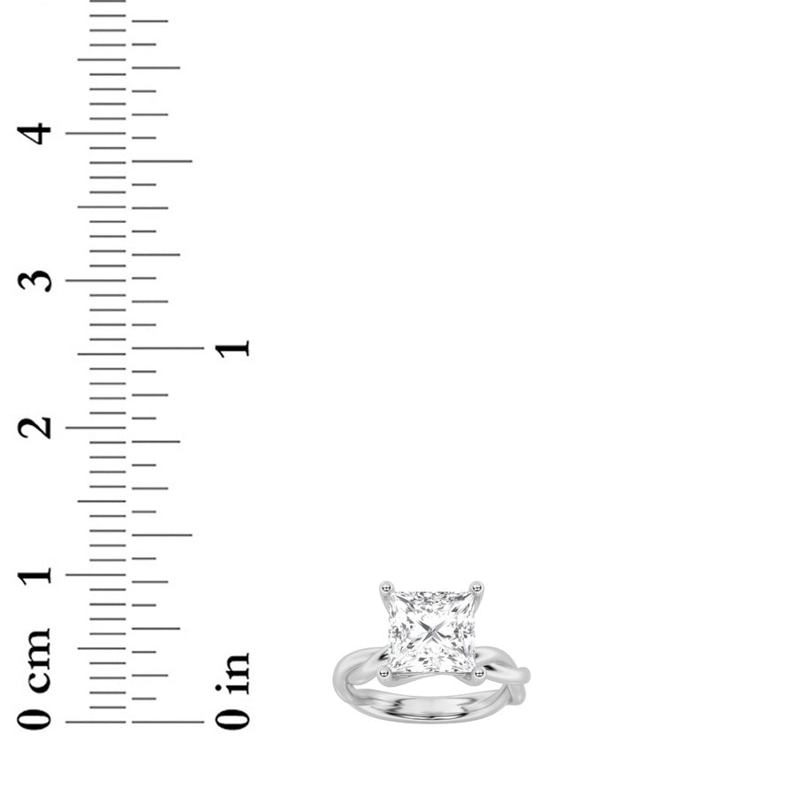 3CTW Princess Shaped Lab Grown Diamond (F/VS) Twisted Shank Solitaire Engagement Ring in 14K Gold