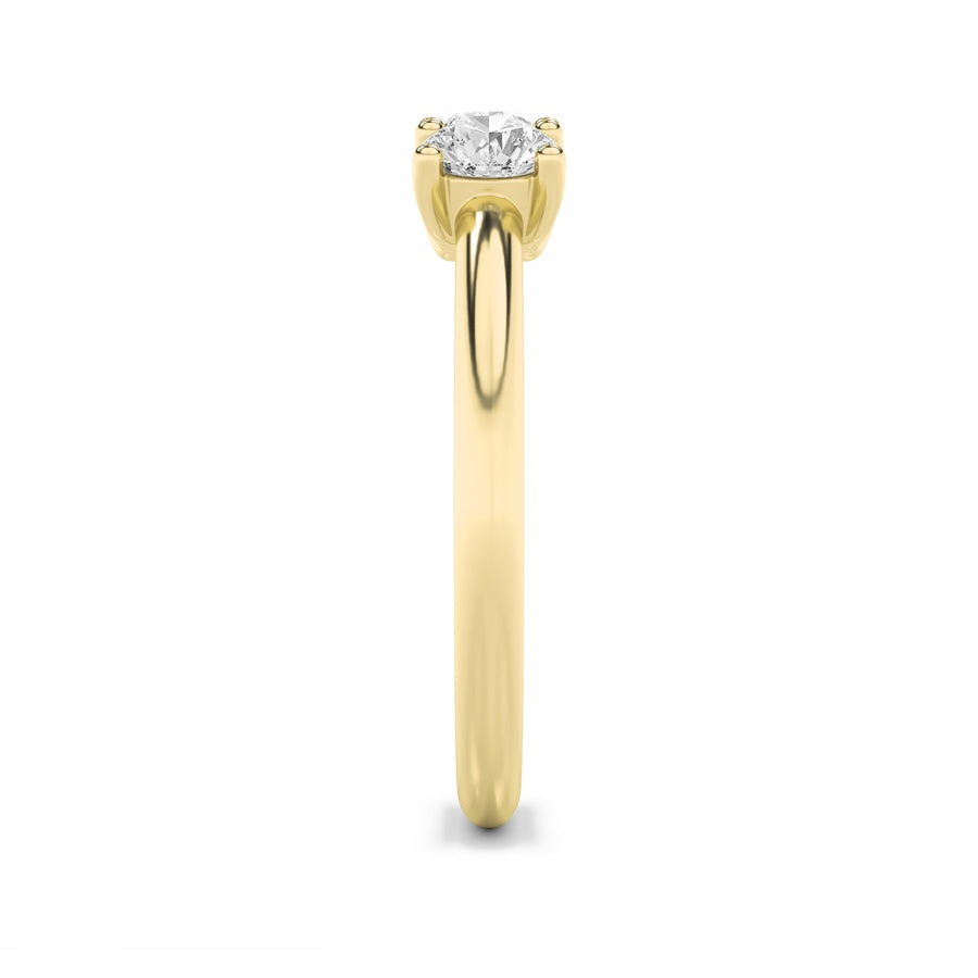 1CTW Round Shaped Lab Grown Diamond (F/VS) Three Stone Band Ring in 14K Gold
