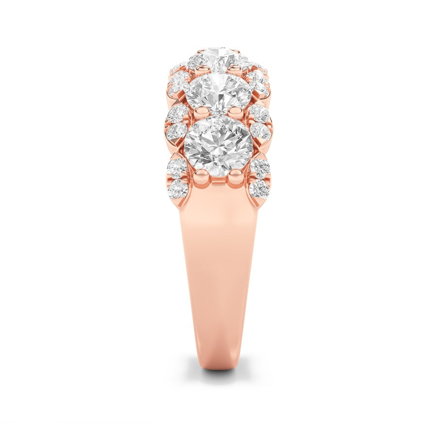 2CTW Round Shaped Lab Grown Diamond (F/VS) Multi Stone Band Ring in 14K Gold