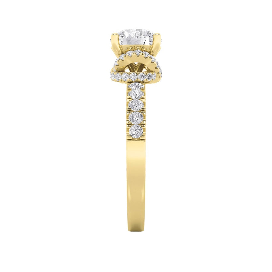 2CTW Round Shaped Lab Grown Diamond (F/VS) Two Tone Accented Fancy Engagement Ring in 14K Gold