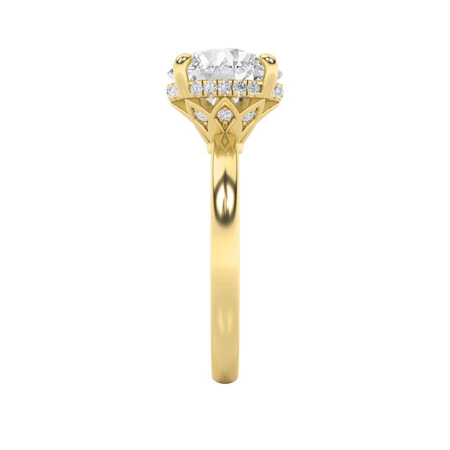 3.5CTW Round Shaped Lab Grown Diamond (F/VS) Classic Hidden Halo Solitaire Engagement Ring in 14K Gold