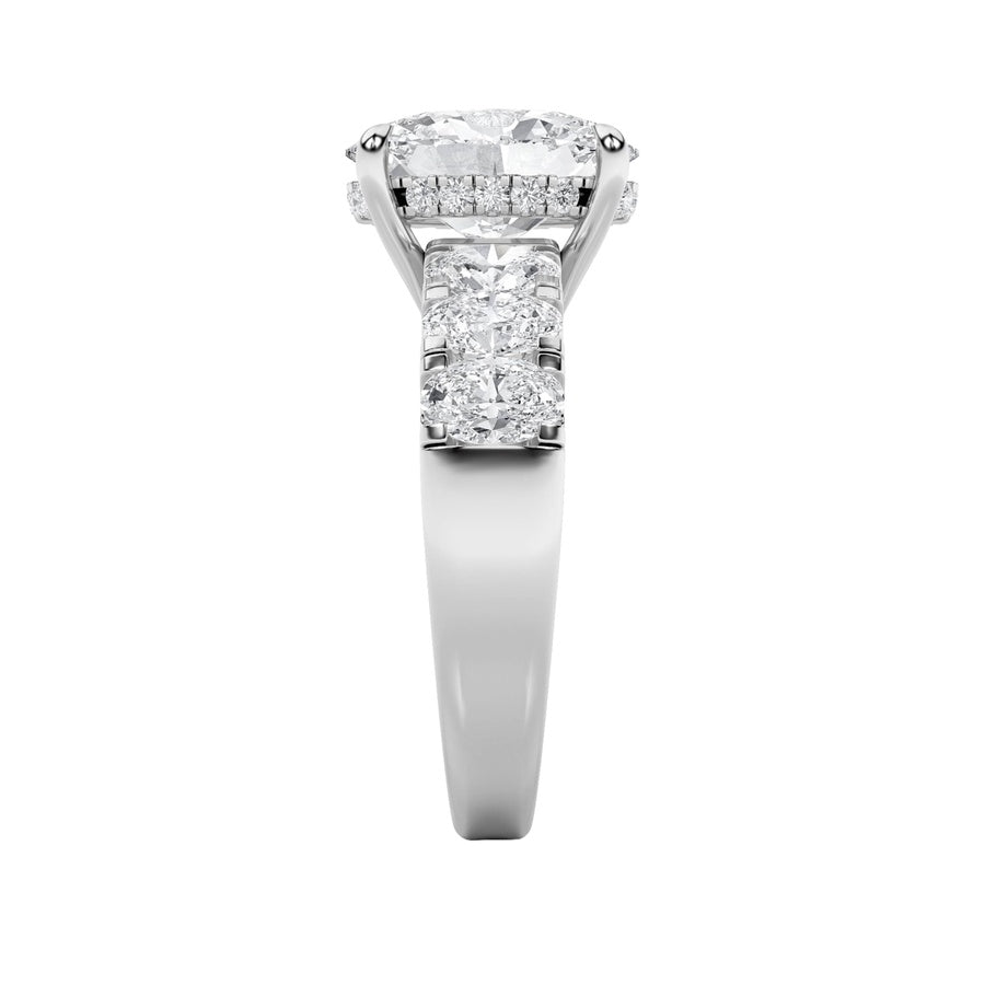 4CTW Oval Shaped Lab Grown Diamond (F/VS) Bold Accented Engagement Ring in 14K Gold