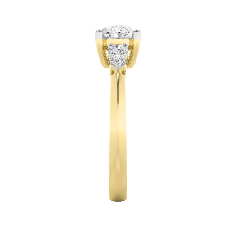 1.5CTW Oval Shaped Lab Grown Diamond (F/VS) East West Five Stone Ring in 14K Gold