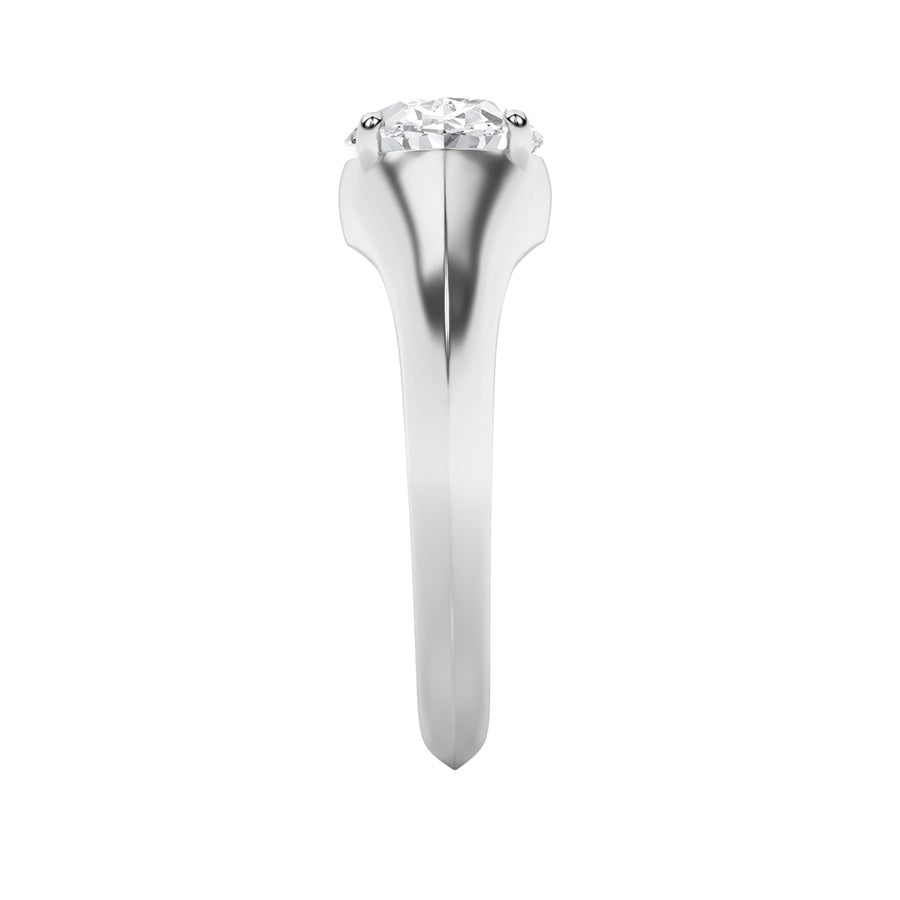 2CTW Oval Shaped Lab Grown Diamond (F/VS) East West Solitaire Ring in 14K Gold