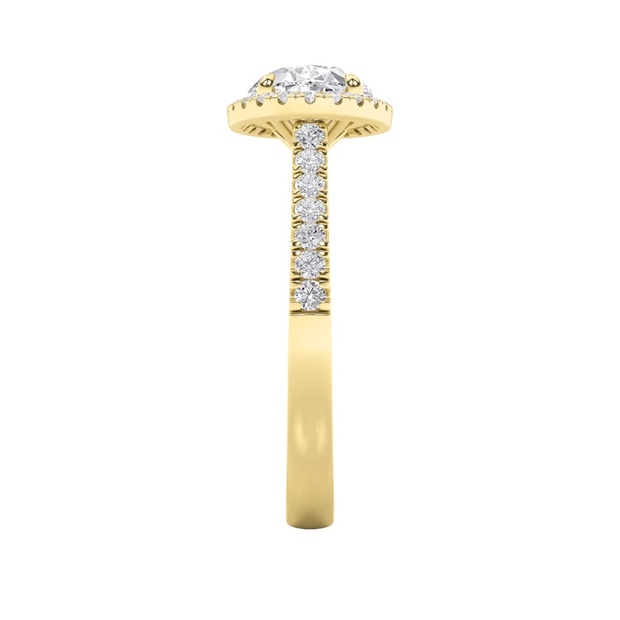 2CTW Oval Shaped Lab Grown Diamond (F/VS) East West Accented Solitaire Ring in 14K Gold