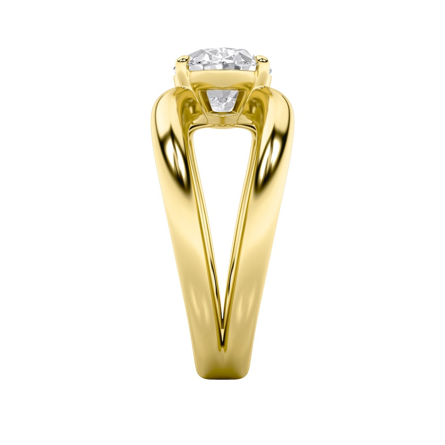 2CTW Oval Shaped Lab Grown Diamond (F/VS) East West Solitaire Ring in 14K Gold