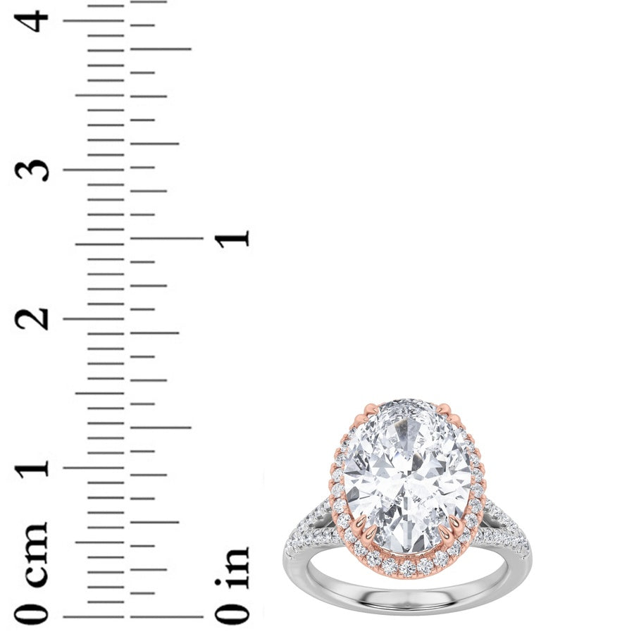 4.5CTW Oval Shaped Lab Grown Diamond (F/VS) Bold Accented Statement Engagement Ring in 14K Gold