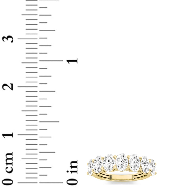 3CTW Oval Shaped Lab Grown Diamond (F/VS) Seven Stone Band Ring in 14K Gold