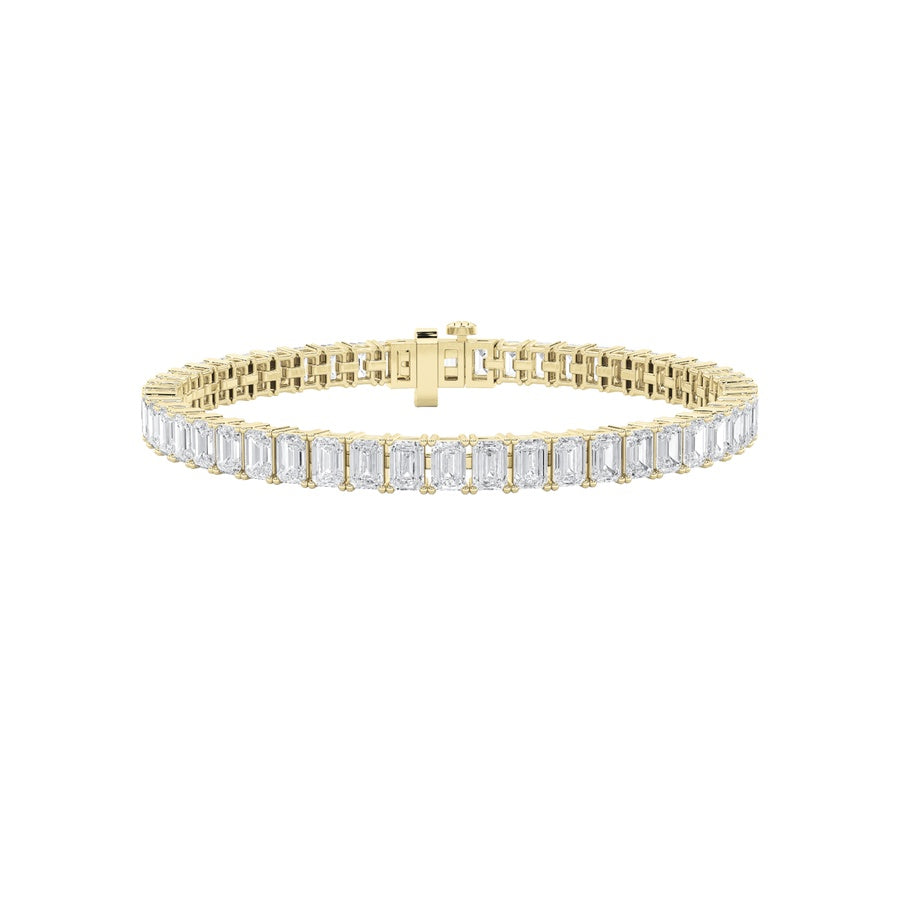 16.75CTW Emerald Shaped Lab Grown Diamond North South Bracelet in 14K Gold (F/VS)