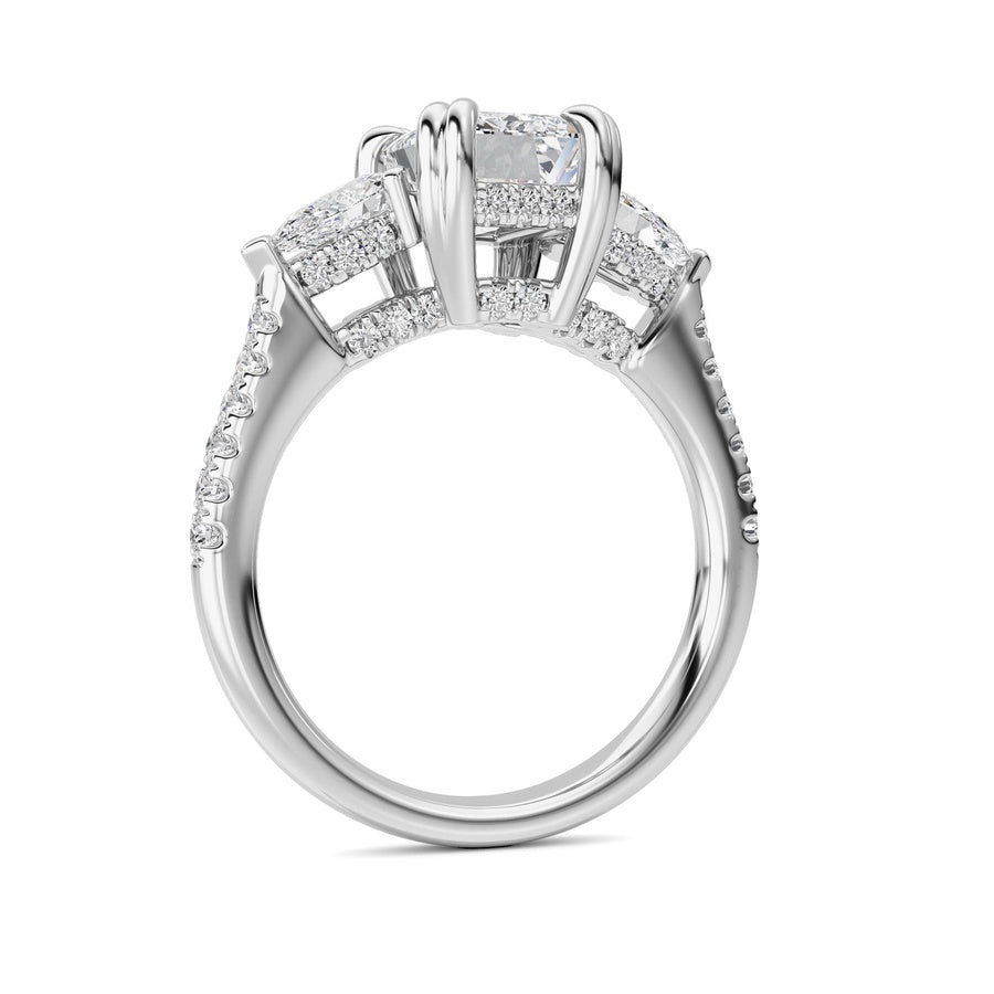 3CTW Emerald Shaped Lab Grown Diamond (G/VS) Ring in 14K White Gold