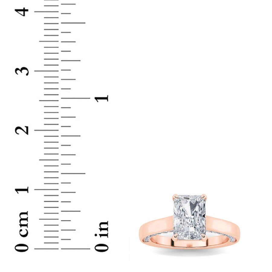 1.25CTW Radiant Shaped Lab Grown Diamond (F/VS) Accented Bridge Shank Engagement Ring in 14K Gold