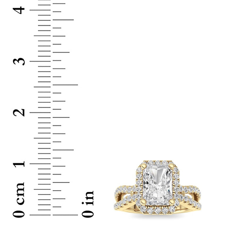 2CTW Radiant Shaped Lab Grown Diamond (F/VS) Ring in 14K Gold