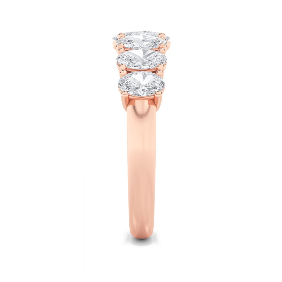 2CTW Oval Shaped Lab Grown Diamond (F/VS) Seven Stone Band Ring in 14K Gold