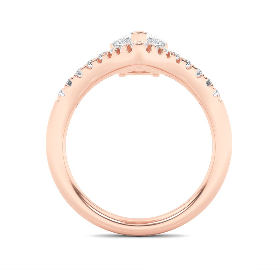 2CTW Pear Shaped Lab Grown Diamond (F/VS) Accented Solitaire Fancy Engagement Ring in 14K Gold