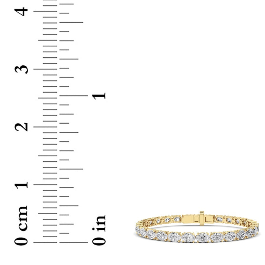 12CTW Oval Shaped Lab Grown Diamond (F/VS) Tennis Bracelet in 14K Gold