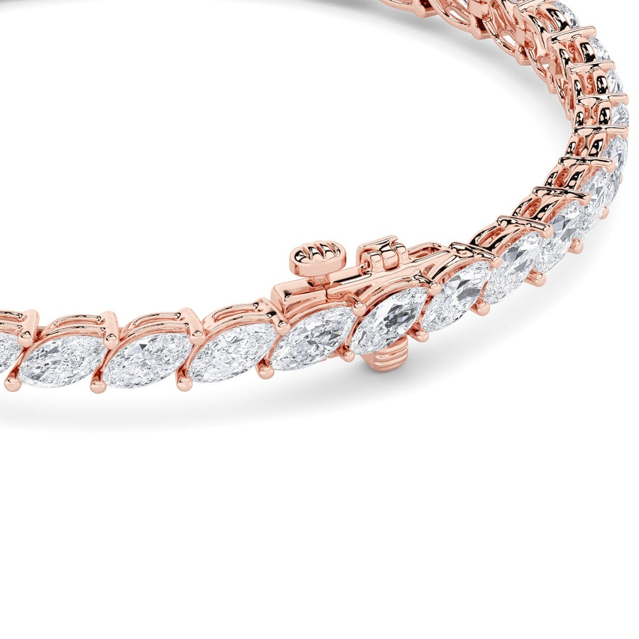 13.5CTW Marquise Shaped Lab Grown Diamond (F/VS) Bracelet in 14K Gold