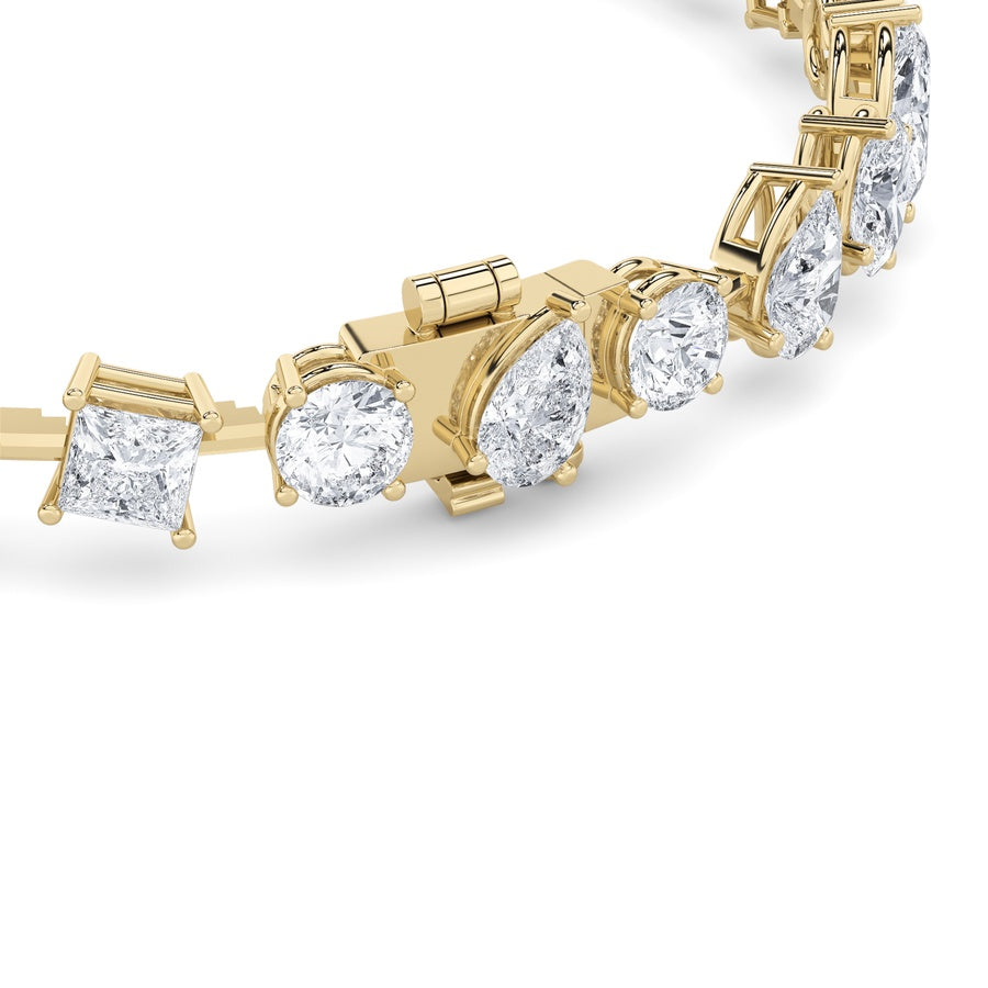 10.25CTW Mix Shaped Lab Grown Diamond (F/VS) Bracelet in 14K Gold