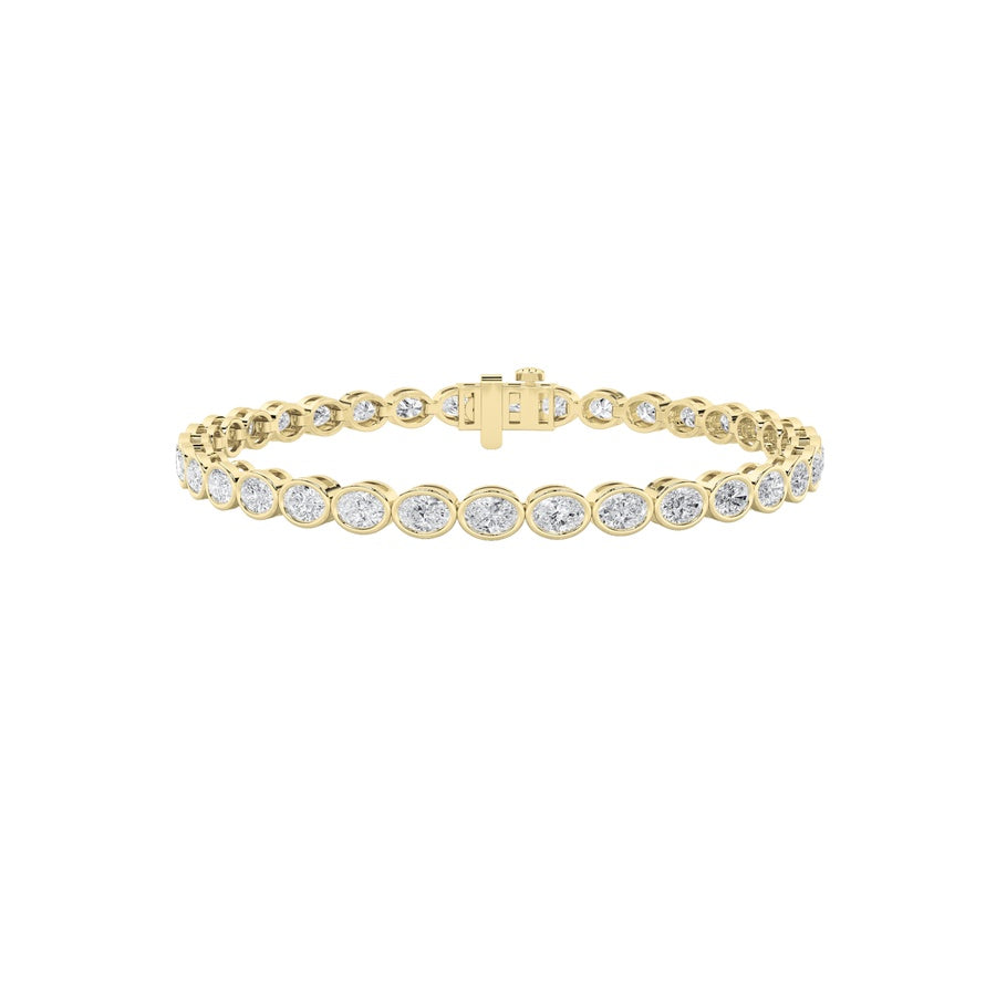 12CTW Oval Shaped Lab Grown Diamond (F/VS) East West Bezel Set Bracelet in 14K Gold