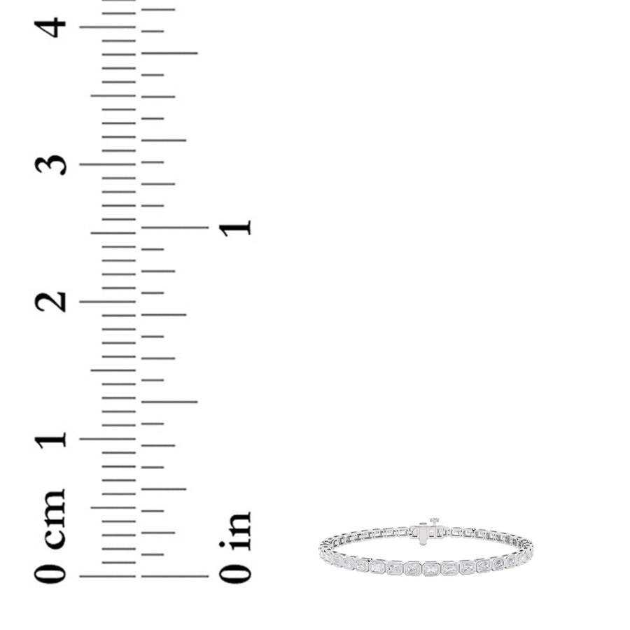 5CTW Radiant Shaped Lab Grown Diamond (F/VS) East West Bezel Set Bracelet in 14K Gold