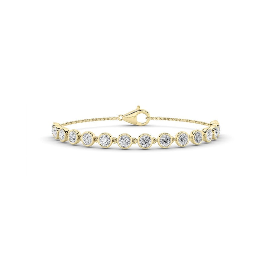 3CTW Round Shaped Lab Grown Diamond (F/VS) Bezel Set Bracelet in 14K Gold