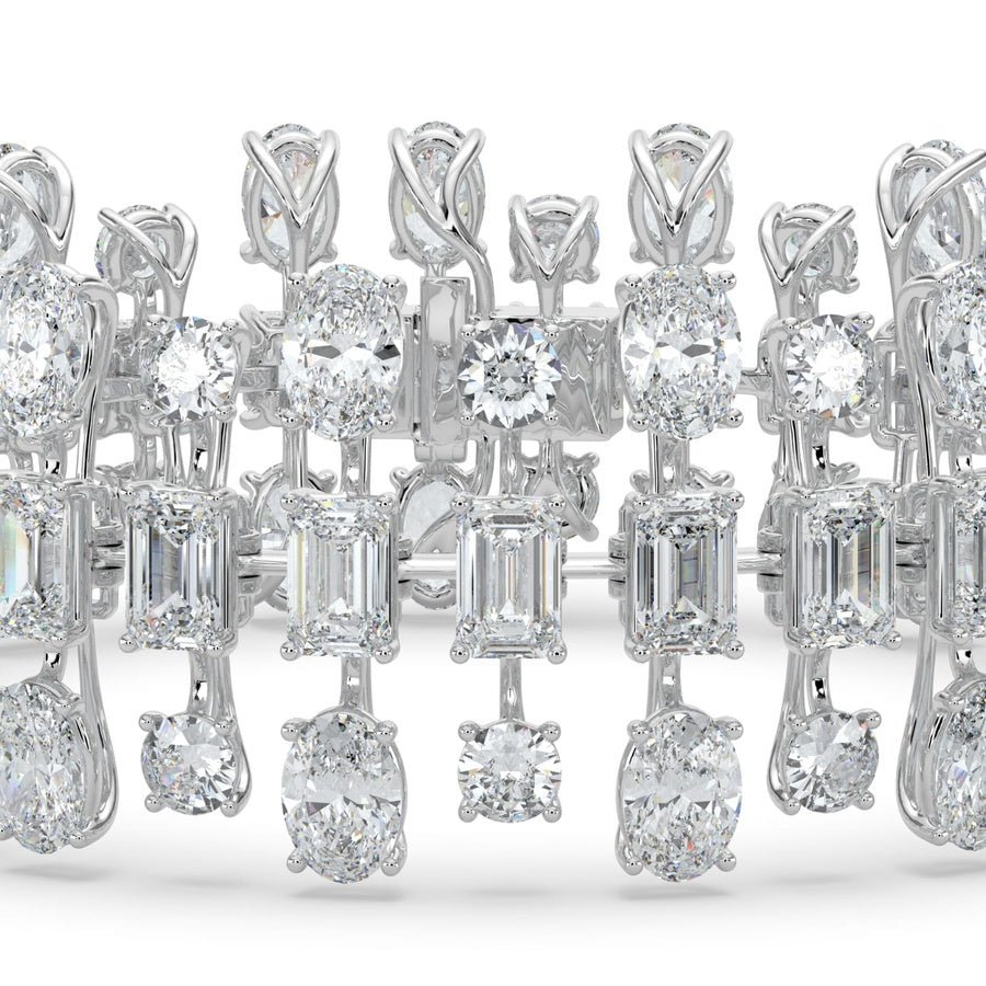 34.5CTW Mix Shaped Lab Grown Diamond (F/VS) Bracelet in 14K Gold